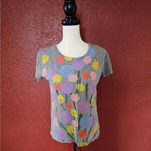 J. Crew Gray Floral Print Top